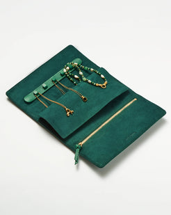 Leather Jewelry Roll, Malachite Green Accessories